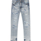 Damati  Distressed Slim Fit Stretch Jeans - Light Blue