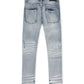 Damati  Distressed Slim Fit Stretch Jeans - Light Blue