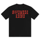 November Reine Black Hearts  Heavyweight Tee - Black/Red