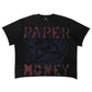 Paper Money Rags to Riches Rhinestone Cropped Tee - Black
