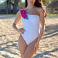 Vanda - White One Shoulder Style Swimsuit