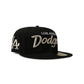 New Era 5950 Dodgers Side LA Metallic Script Hat - Black/Silver