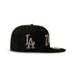 New Era 5950 Dodgers Side LA Metallic Script Hat - Black/Silver
