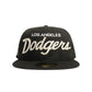 New Era 5950 Dodgers Side LA Metallic Script Hat - Black/Silver
