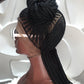 Cornrow Braded Wig, Black, Medium Brown Lace, Midback Length - Tope