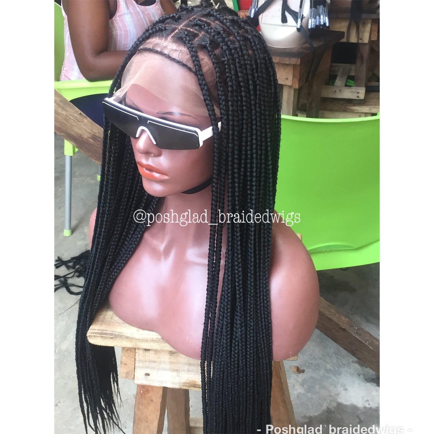 Shade Knotless Braid, Big Size Knots, Full Lace, Midback Length, Color 1