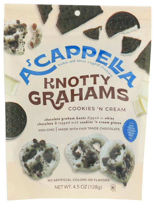 Acappella - Gram Knot Cookies Cream, 4.5 oz (Pack of 6) - Gourmet Cookies Snacks