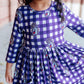 JMU Plaid Duke Dog 3/4 Sleeve Pocket Twirl Dress