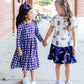 JMU Plaid Duke Dog 3/4 Sleeve Pocket Twirl Dress