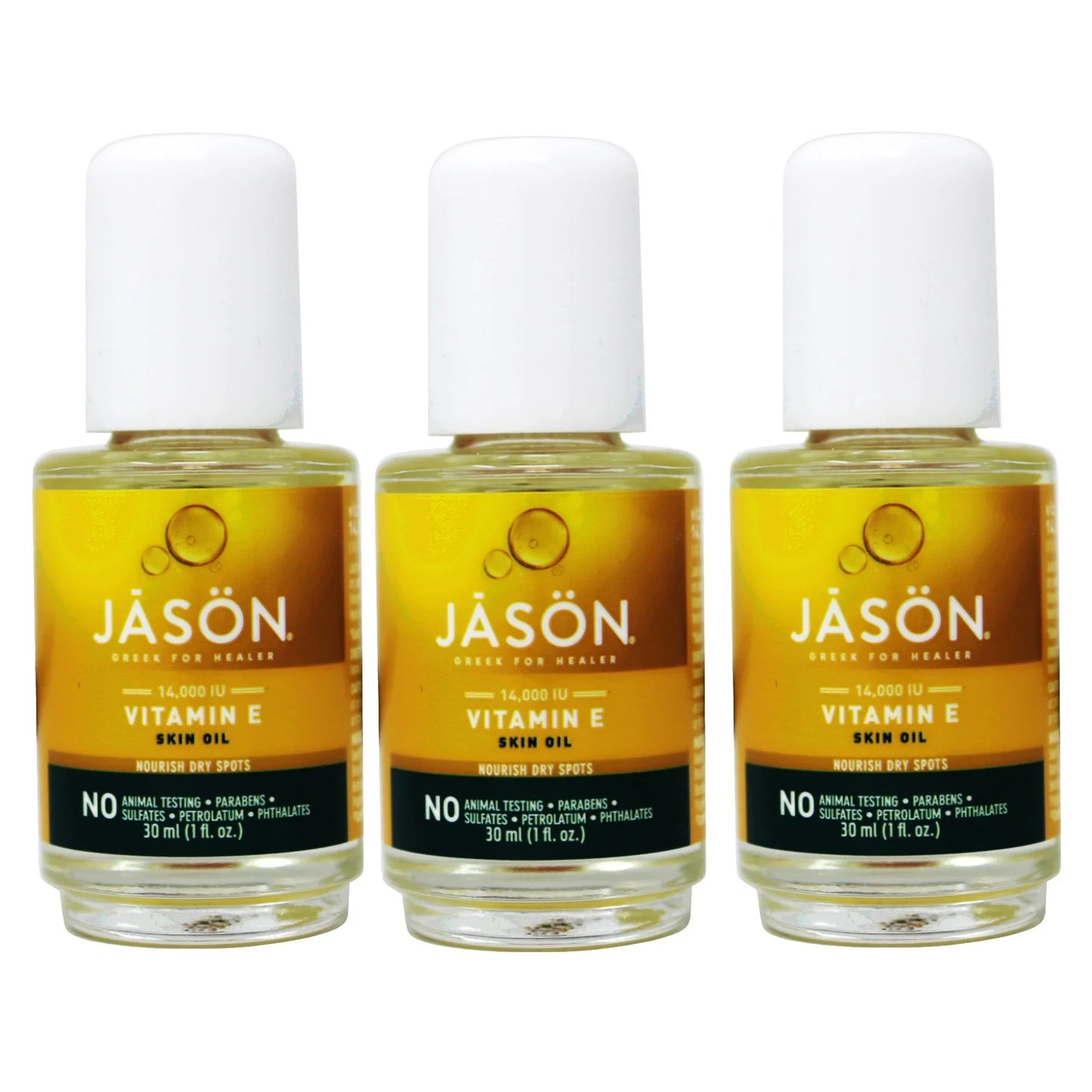 Jason Vitamin E Oil 14,000 IU - Pure Beauty Oil with Avocado, 1 oz (Pack of 3)