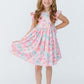 Beachy Blooms Flutter Sleeve Twirl Dress