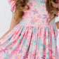 Beachy Blooms Flutter Sleeve Twirl Dress