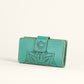 Loyal West Desert Lotus Wallet  - Turquoise  Handtooled Leather & Calfskin
