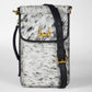Loyal West SHELL PHONE BAG IN BLACK AND WHITE COWHIDE