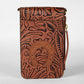 Loyal West SHELL PHONE BAG  IN HAND FINISHED EMBOSSED LEATHER - BROWN