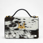 Loyal West VALENCIA OSTRICH LEATHER BAG - BLACK & WHITE COWHIDE