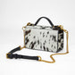 Loyal West VALENCIA OSTRICH LEATHER BAG - BLACK & WHITE COWHIDE