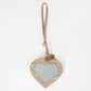 Loyal West HEART SHAPE BAG CHARM IN HAND FINISHED EMBOSSED LEATHER - WHITE