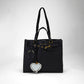 Loyal West HEART SHAPE BAG CHARM IN BLACK & WHITE COWHIDE