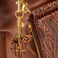 Loyal West HEART SHAPE KEYCHAIN IN HAND FINISHED EMBOSSED LEATHER -  BROWN