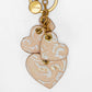 Loyal West HEART SHAPE KEYCHAIN IN HAND FINISHED EMBOSSED LEATHER - WHITE