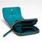 Loyal West SOPHIA CARD HOLDER IN HAND FINISHED EMBOSSED LEATHER -  TURQUOISE