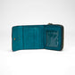 Loyal West SOPHIA CARD HOLDER IN HAND FINISHED EMBOSSED LEATHER -  TURQUOISE