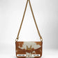 Loyal West The LW On The Go Mini Chain Bag- In Brown & white Cowhide and calfskin
