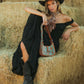 Loyal West Bandana Canyon Silk Scarves With Handtooled Leather Slider - Saddle Brown