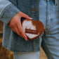 Cupid Coin Pouch In Brown & White Cowhide