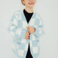 Light Blue Checker Bow Cozy Cardigan