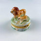 Lion and Baby Vintage Geo Z. Lefton Miniature Box. Collectible Porcelain & Brass Trinket Ring Pill Box. African Safari Design. Animal Lover.
