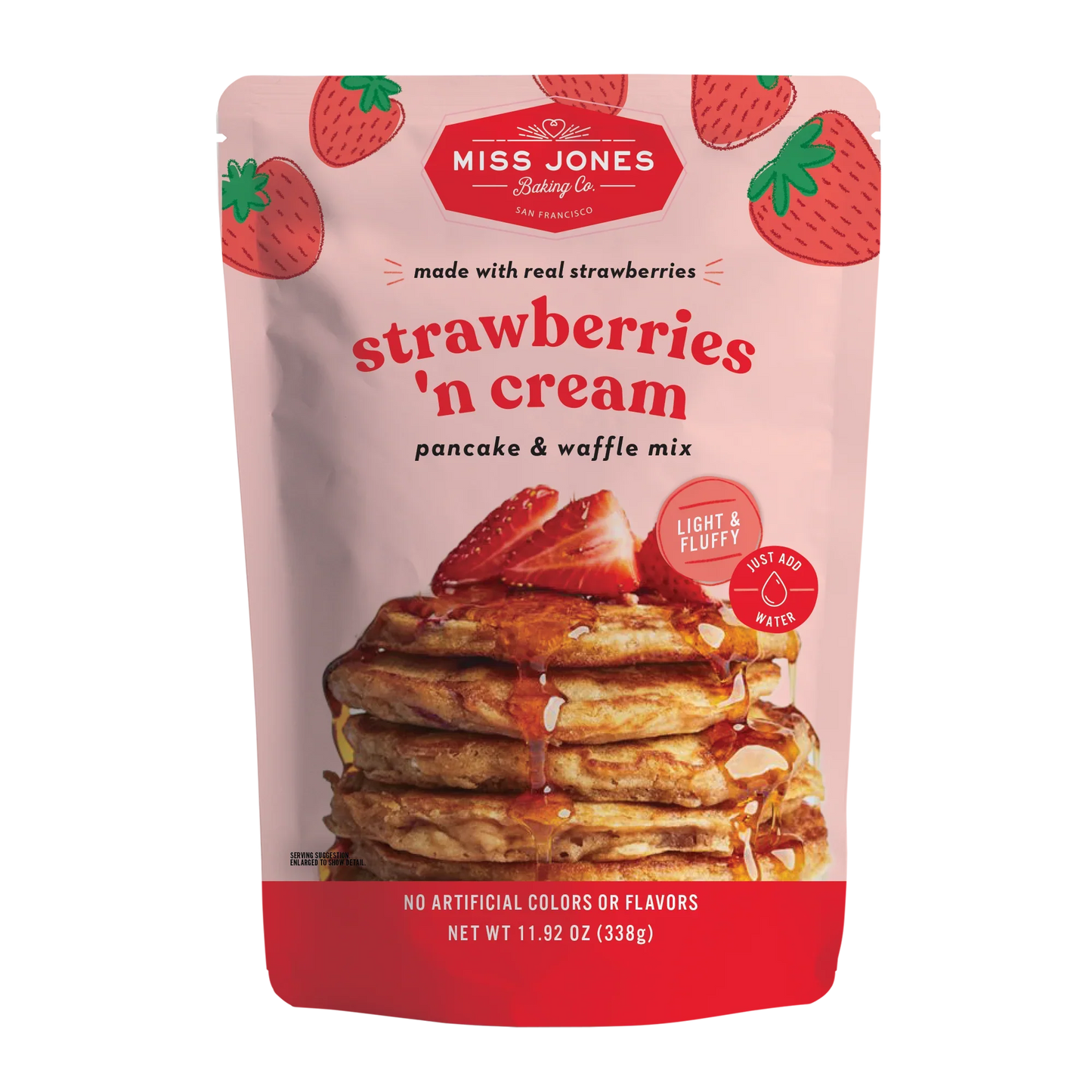 Miss Jones Baking Co Strawberries & Cream Pancake & Waffle Mix 11.92 Oz Pack of 6