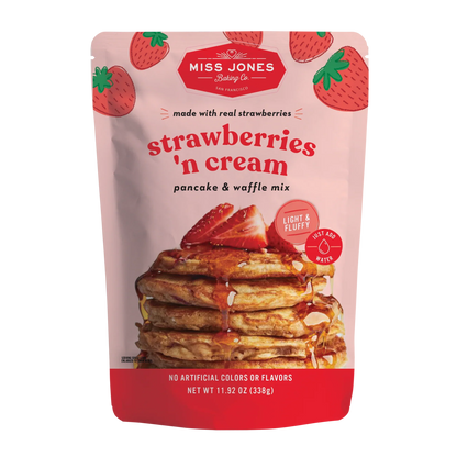 Miss Jones Baking Co Strawberries & Cream Pancake & Waffle Mix 11.92 Oz Pack of 6