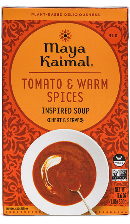 Maya Kaimal Soup, Tomato Warm Spices, 12 Pack, 17.6 Fl Oz Each