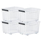 72/97QT Storage Box with Wheels & Lid – Stackable Heavy Duty Organizer 4-6-Pack