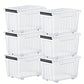 72/97QT Storage Box with Wheels & Lid – Stackable Heavy Duty Organizer 4-6-Pack