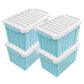 72/97QT Storage Box with Wheels & Lid – Stackable Heavy Duty Organizer 4-6-Pack