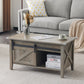 Lift Top Coffee Table 36" Farmhouse Rustic Wood Hidden Storage & Sliding Barn