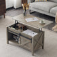 Lift Top Coffee Table 36" Farmhouse Rustic Wood Hidden Storage & Sliding Barn