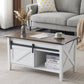 Lift Top Coffee Table 36" Farmhouse Rustic Wood Hidden Storage & Sliding Barn