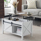 Lift Top Coffee Table 36" Farmhouse Rustic Wood Hidden Storage & Sliding Barn