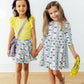 Mardi Gras 3/4 Sleeve Pocket Twirl Dress