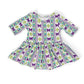 Mardi Gras 3/4 Sleeve Twirl Bodysuit