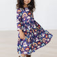 Midnight Rainbow 3/4 Sleeve Pocket Twirl Dress