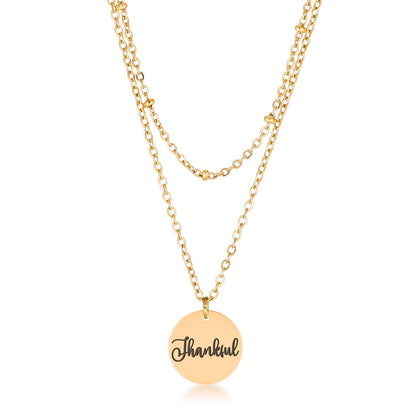 Avera Delicate Gold Plated Necklace Thankful Pendant