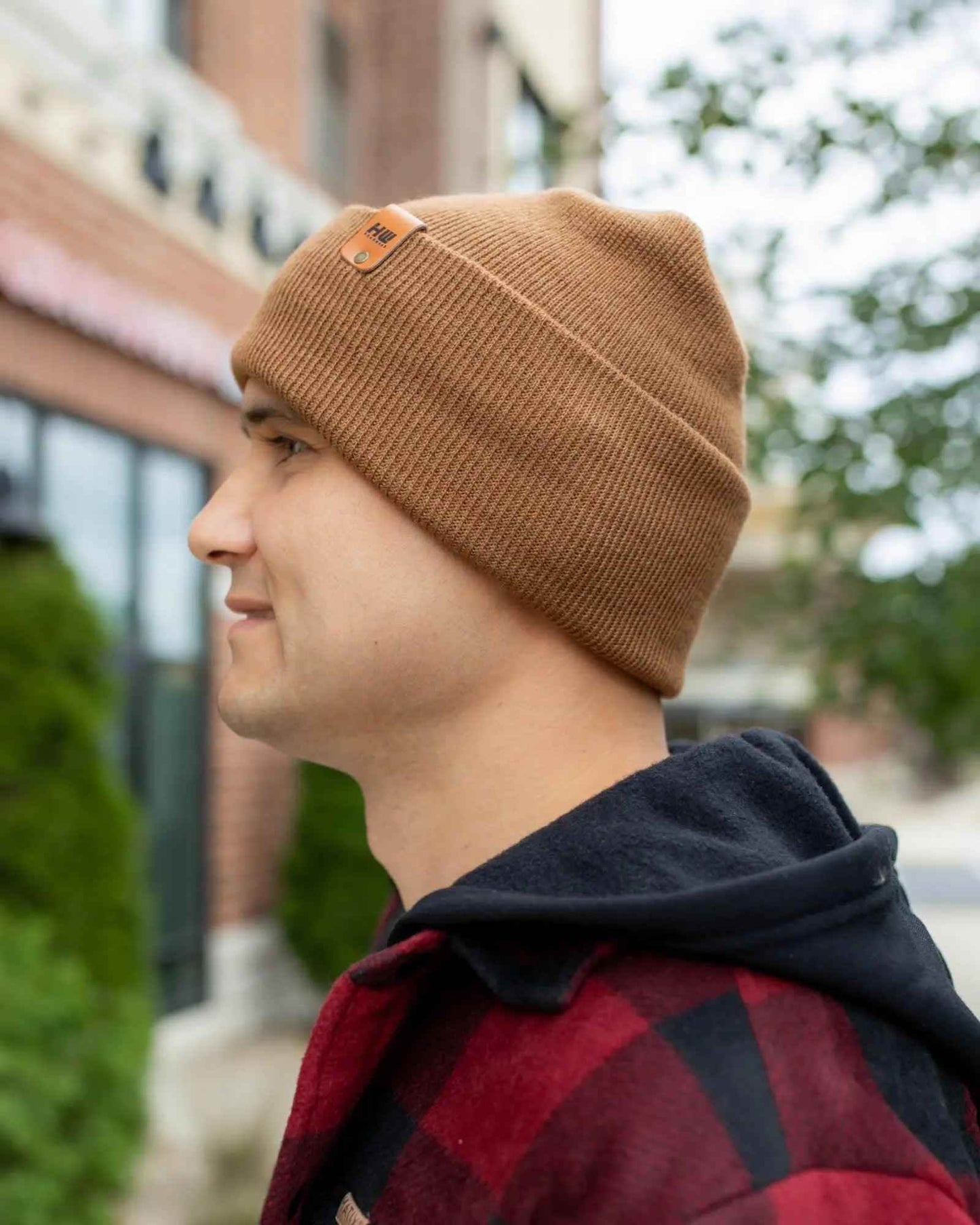 HAAKWEAR H-Stitch Cuffed Beanie - Patented Design, Made in USA - Camel Brown