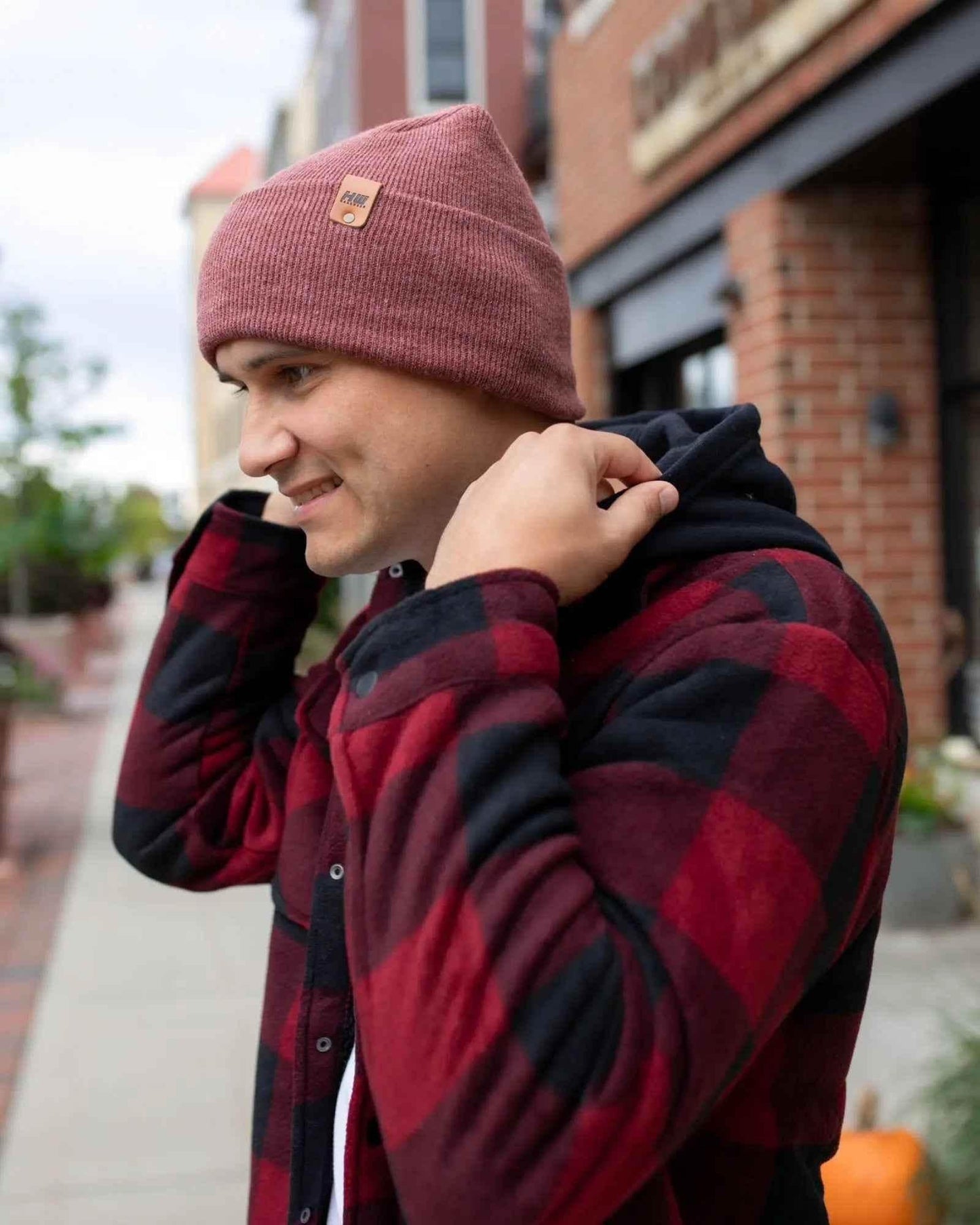 HAAKWEAR H-Stitch Cuffed Beanie - NEW Designed and Made in USA (Patented Design) - Rusty Burgundy