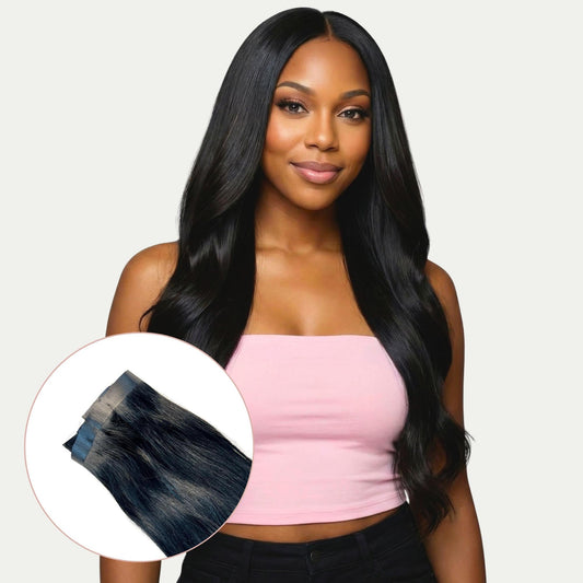 Natural Black Seamless Clip-In 100% Human Hair Extensions