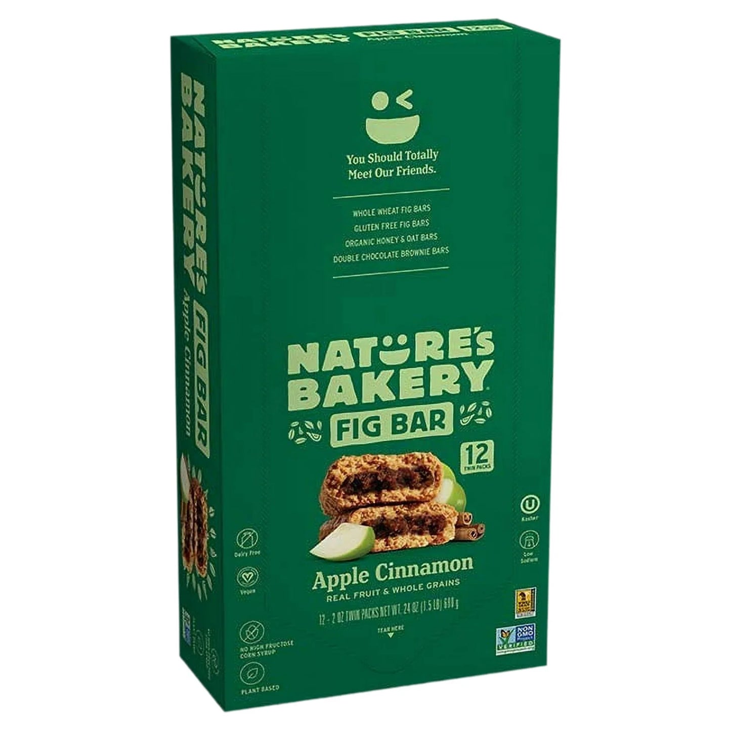 Nature's Bakery Whole Wheat Stone-Ground Apple Cinnamon Fig Bars, 12-Pack, 2 Oz